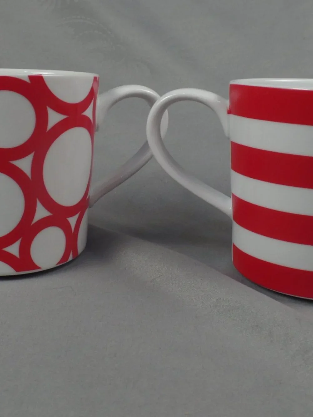 Crate & Barrel Red and White Mugs 4